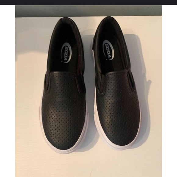 soda black slip on shoes